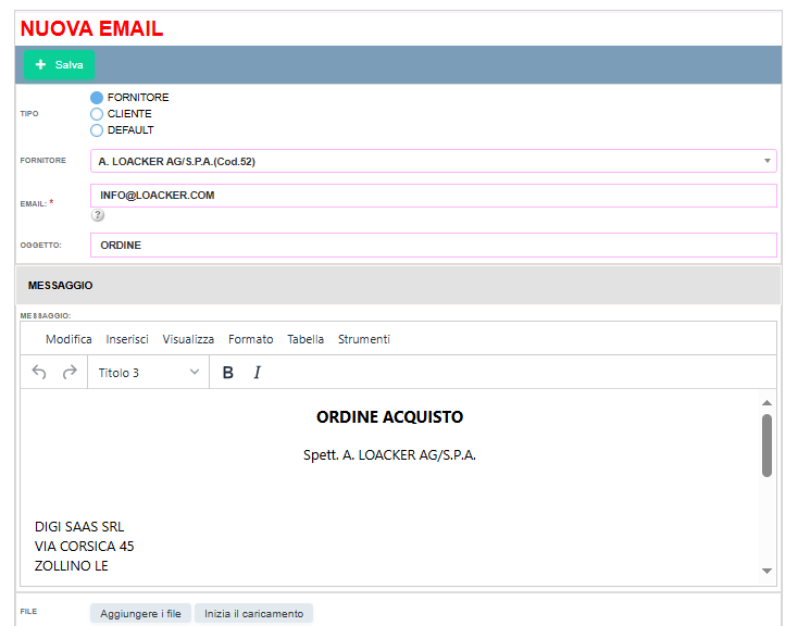 Gestione ordini