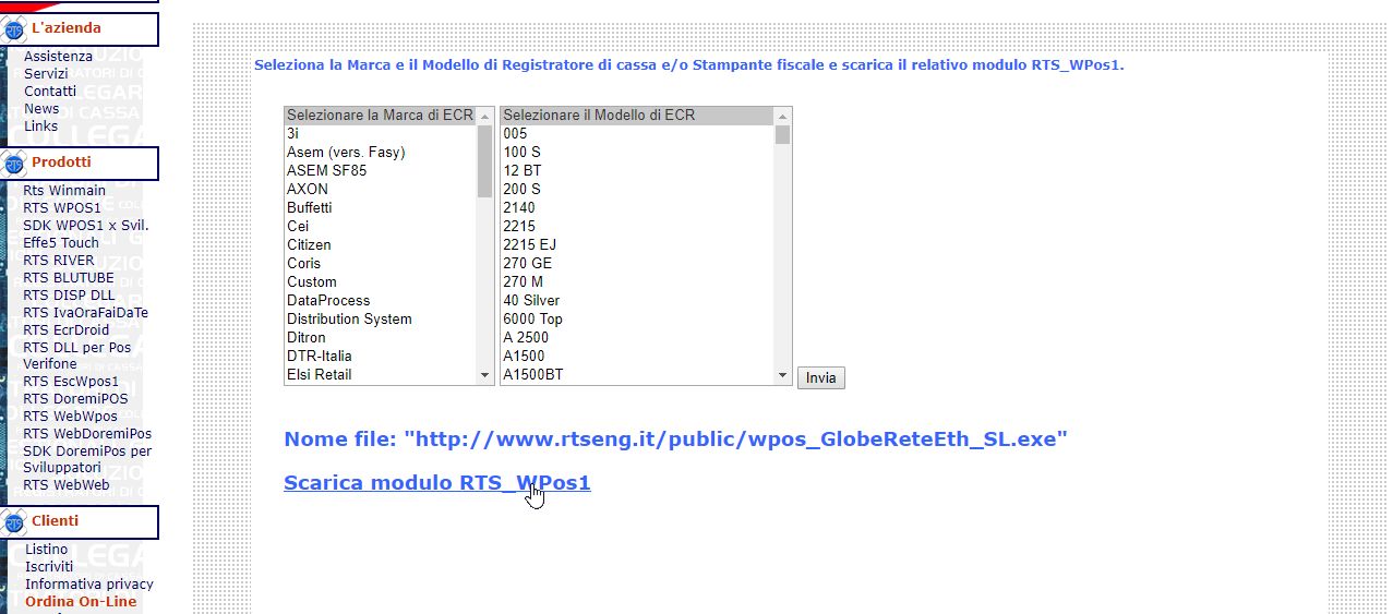 Installazione driver per registratore di cassa