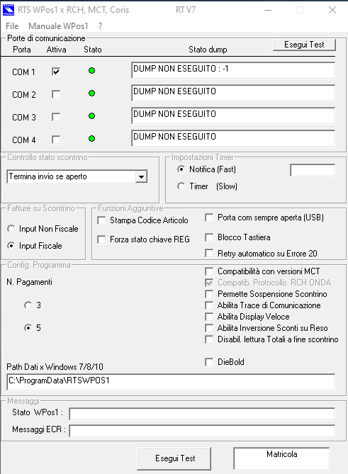 Installazione driver per registratore di cassa