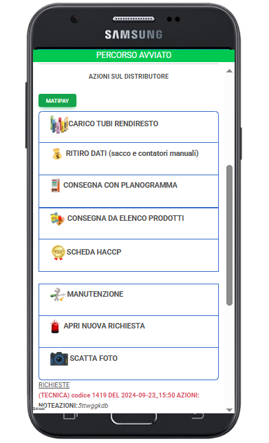 Richiesta da smartphone Vending App