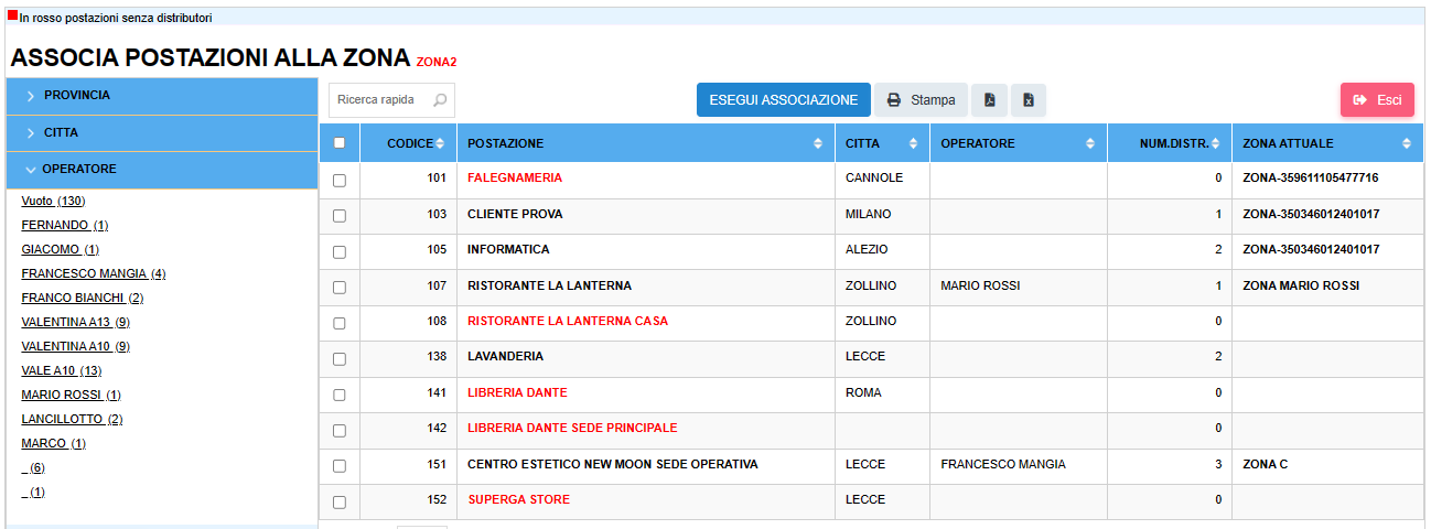 Zona postazioni