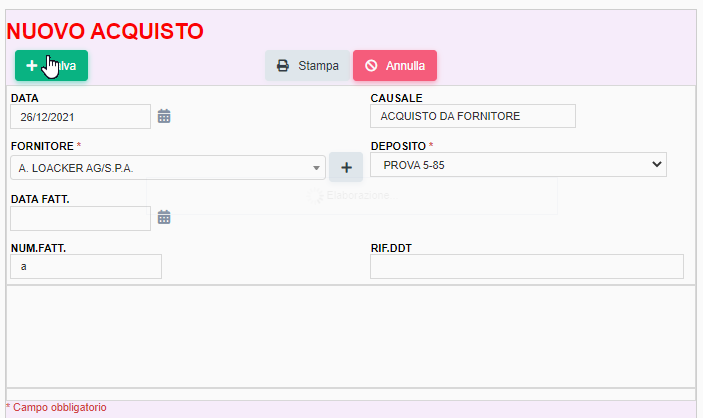 a003 Acquisto da fornitore