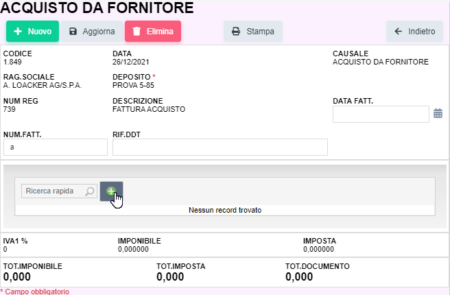 a004 Acquisto da fornitore