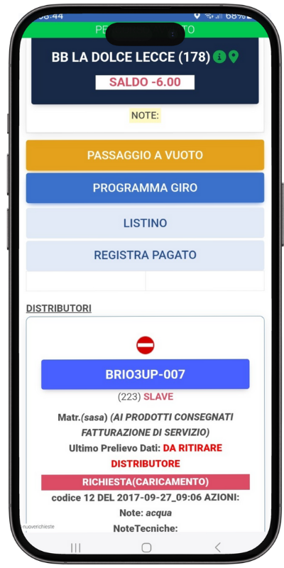 Ritiro distributore/macchina in cialda