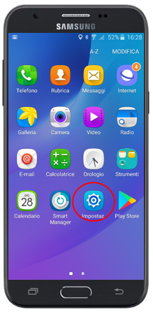 Applicazione predefinita CHROME su Samsung J1/J3