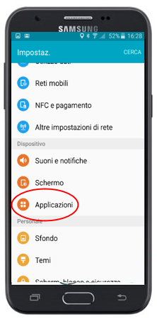 Applicazione predefinita CHROME su Samsung J1/J3