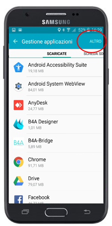 Applicazione predefinita CHROME su Samsung J1/J3