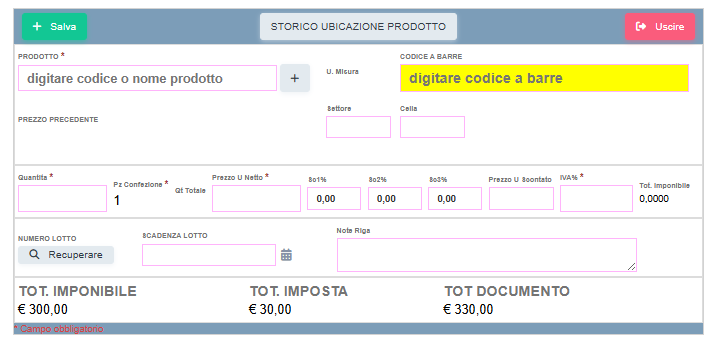 prodotto Acquisto da fornitore