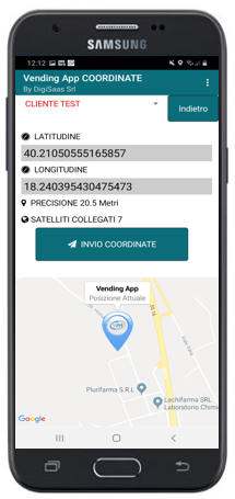 Preleva coordinate postazione (punto vendita) da smartphone