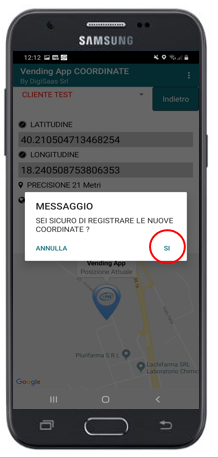 Preleva coordinate postazione (punto vendita) da smartphone