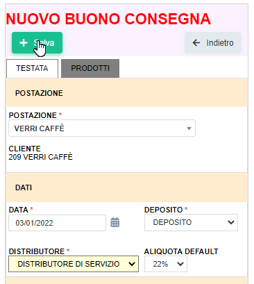 Buono di consegna da pc