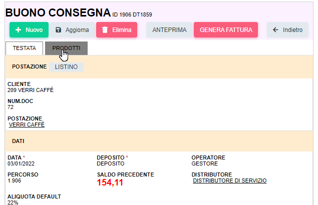 Buono di consegna da pc