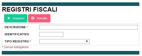 Creazione nuovo REGISTRO FISCALE