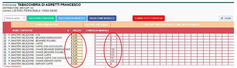 Configurazione PRICE HOLDING su distributore del caldo