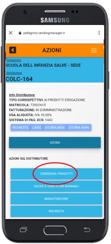 Variazione prezzo prodotto da percorso Vending App