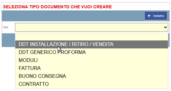 Creazione DDT per INSTALLAZIONE/RITIRO distributore/macchine in cialda