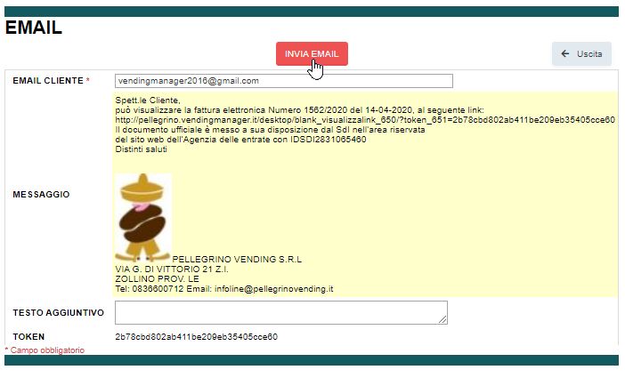Invio mail COPIA CORTESIA fattura elettronica
