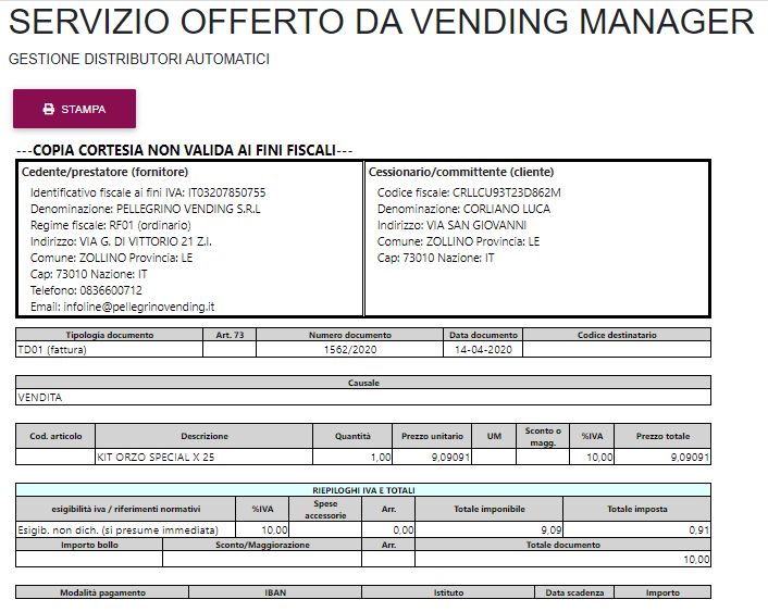Invio mail COPIA CORTESIA fattura elettronica