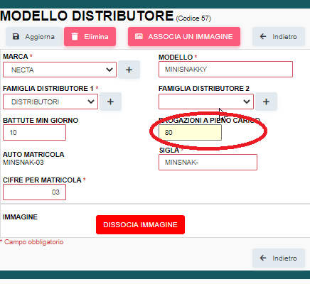 Capacità massima distributore