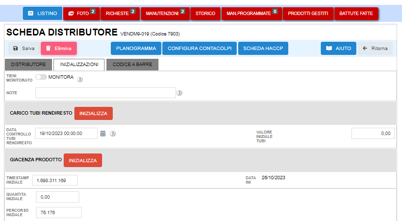 Controllo giacenze su distributore