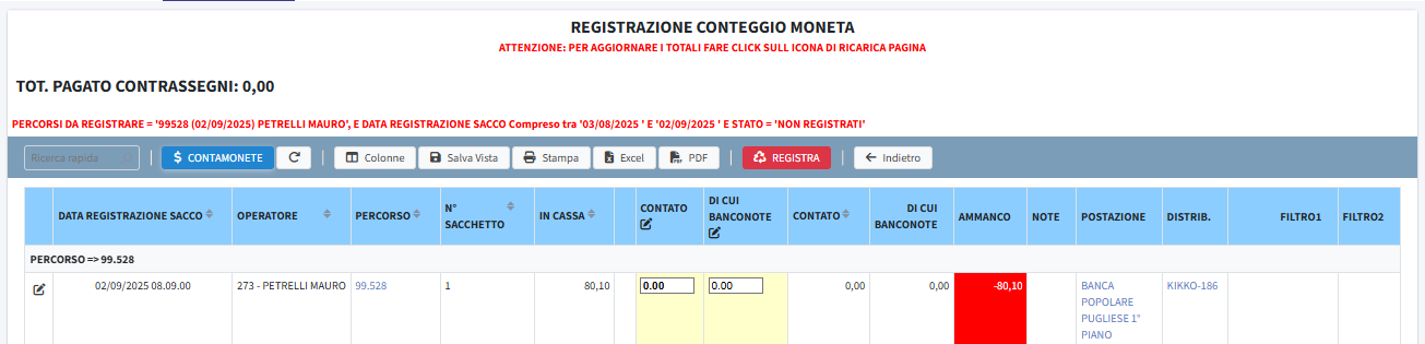 registra_conta Configurazione contamonete