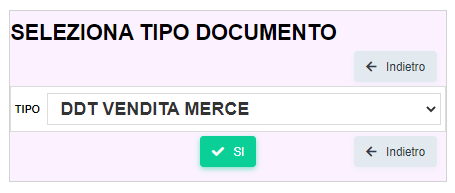 DDT di vendita prodotto
