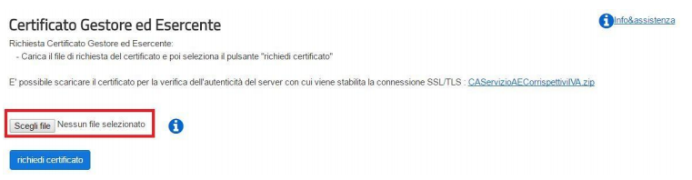 Creazione certificato gestore