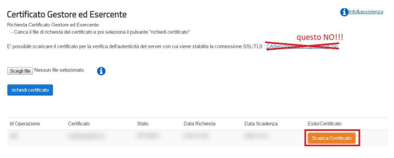 Creazione certificato gestore