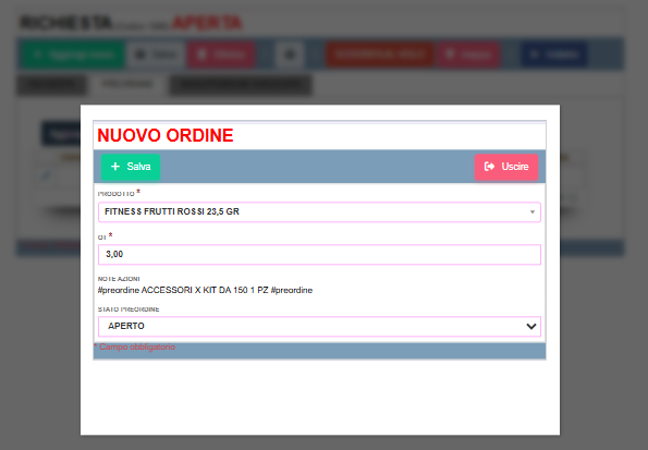 Richiesta con preordine