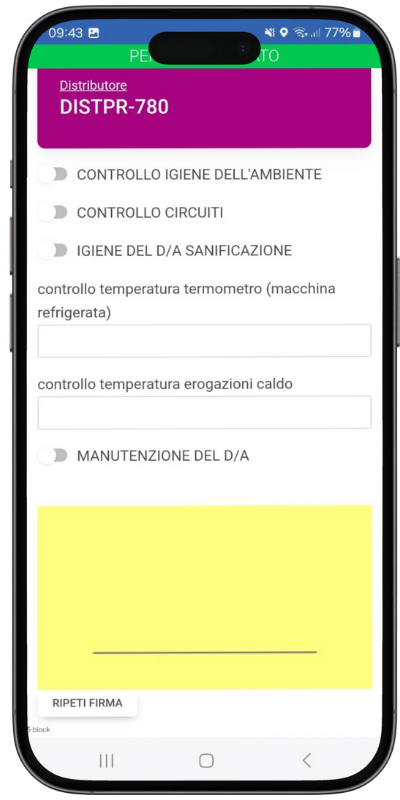Scheda autocontrollo HACCP distributori