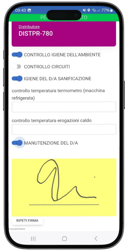 Scheda autocontrollo HACCP distributori