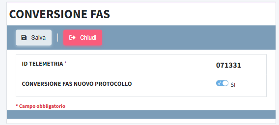 Conversione FAS protocollo MDB a partire dagli aggiornamenti 1.04 e 1.05